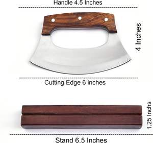 Couteau Ulu Alaskan en acier 12c27, fourreau en cuir, couteau de cuisine forgé à la main, couteau professionnel sur mesure OEM, manche en bois de rose - Product Image 3