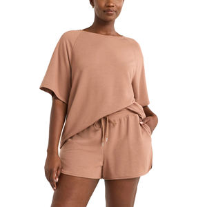 Ensemble 2 pièces surdimensionné pour femme, été, personnalisé, 240 g/m², 100 % coton, uni, écologique, t-shirt et short - Product Image 5