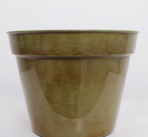 Green Ceramic Look Flower Pot Round Glazed Planter for Indoor Outdoor Use - Product Image 2