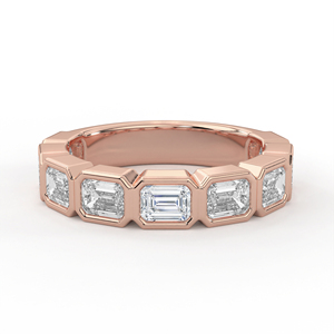 14K 18K Gold 1.98CTW Emerald Cut Lab Grown Diamond Half Eternity Band Bezel Set Stackable Geometric Anniversary Wedding <b>Ring</b> - Product Image 3