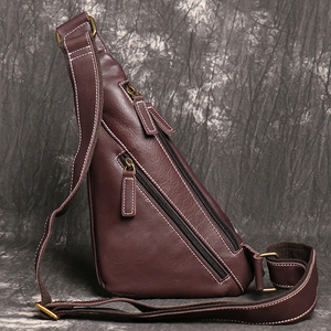 Bolso de Pecho de Cuero Genuino, Diseño Minimalista, Cierre de Cremallera, Duradero, para Uso Diario en Todas las Estaciones, para Hombres y Mujeres - Product Image 6