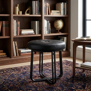 Tabouret moderne portable et léger en acier inoxydable, revêtement en similicuir, chaise d'appoint minimaliste pour chambre à coucher, durable et fait main - Product Image 4