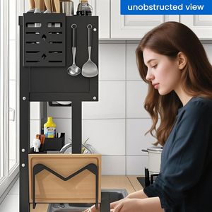 Scolapiatti da cucina compatto a 3 livelli da 85 cm, salvaspazio, da posizionare sopra il lavello, pratico per un'efficiente gestione delle stoviglie - Product Image 3