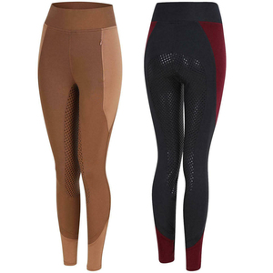 Leggings de equitación de cintura alta para mujer, transpirables, de punto, con licra, nailon, patchwork y bloques de color. - Product Image 1