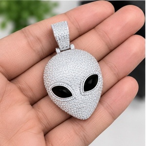 Collar con Colgante de Cabeza de Alien con Diamantes de Moissanita, Estilo Hip Hop, Unisex, Joyería Fina, Plata de Ley 925, Elegante, Regalo - Product Image 3
