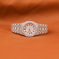 Montre en Moissanite Scintillante, Couleur Argent E, Coupe Ronde Brillante, VS1, Entièrement Pavée, Faite à la Main, Bijou Hip Hop, Montre-Bracelet