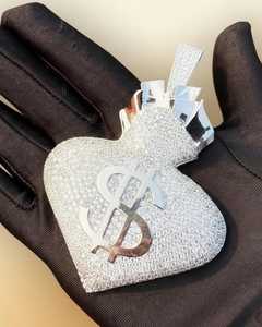 Colgante Dvars Diamond Hip Hop con Símbolo de Dólares, Bolsa de Dinero de Lujo, Chapado en Oro de 18K, Plata 925, con Moissanita Brillante VVS, Estilo Rapper, Certificado GCI IDGL - Product Image 3