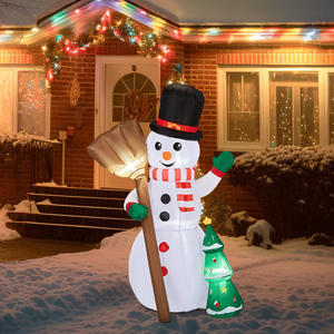 Decorazione Natalizia Gonfiabile Illuminata da 1,88 m, Divertente Pupazzo di Neve in PVC che Tiene il Sposo, Decorazioni da Giardino - Product Image 1