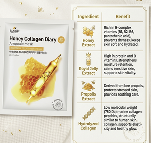 Mascarilla Facial Coreana de Colágeno y Miel, Antienvejecimiento, Equilibra los Poros y el Sebo, Calmante, Suavizante e Iluminadora - Product Image 5