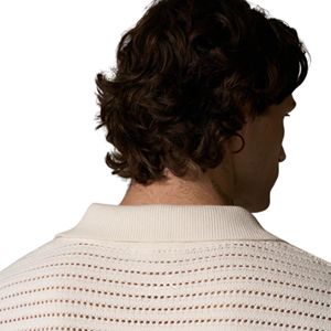 Men <b>White</b> Knitted Oversized <b>Polo</b> Shirt Short Sleeve Textured Knit Casual Summer <b>Top</b> Loose Fit Pullover <b>Polo</b> OEM - Product Image 5