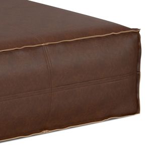 Tavolino da Caffè Brody Extra Large in Pelle Marrone Scuro Invecchiato, Pouf e Sgabelli - Product Image 3
