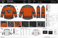 Maillot de hockey sur glace unisexe personnalisé, grande taille, imprimé, orange et gris, en maille respirante de performance, qualité professionnelle, poids standard