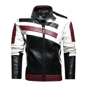 자수 패턴 스탠드 칼라 씻어 진짜 양가죽 방수 재킷 맞춤형 남성용 오토바이 재킷