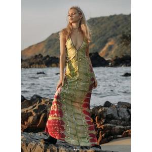 Vestido Maxi Boho con Cuello en V Profundo, Sin Mangas, Estampado Sólido, Bordado, Cintura Natural, Corte en A, Ropa de Playa de Verano de Alta Calidad, 100% Algodón - Product Image 1