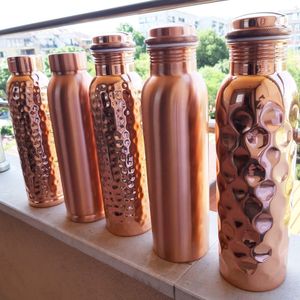 Modern Disposable Pure Copper <b>Metal</b> Water Bottle with <b>Straw</b> for Home Office Outdoor & Travel Use - Product Image 3
