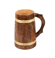 Chope à bière en bois écologique 400 ml, la plus vendue, en stock, en bois naturel, style vintage, avec poignée, personnalisable avec logo, cadeaux d'affaires, voyage