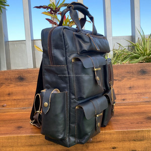 Vintage Laptop Genuine Cowhide Leather Backpack 15.6 Inch Travel Backpack for <b>Men</b> Business Backpacks School <b>Bags</b> Casual Daypacks - Product Image 3