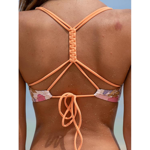 Conjunto de Bikini con Estampado Floral para Mujer 2026, Sexy, con Frente Fruncido, Acolchado, Lazos Laterales, Cintura Baja, Traje de Baño de Dos Piezas - Product Image 4