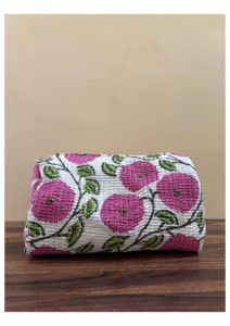 Bolsa de Cosméticos Étnica de Algodón Acolchado con Estampado de Letras, Cierre de Cremallera, Ligera, Ecológica, de Pequeña Capacidad, para Viajes y Uso Diario - Product Image 2