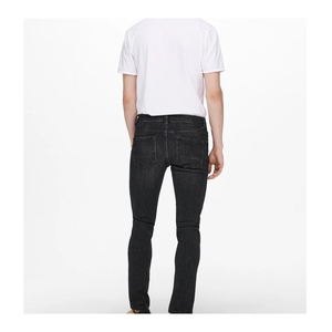 Jean en denim gris de luxe pour homme, coupe slim extensible à taille étroite, avec braguette zippée, en coton, pour usage décontracté, avec option OEM économique - Product Image 3