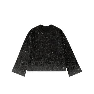 เสื้อยืดแขนยาวสไตล์โกธิคพิมพ์ลายเพชรระยิบระยับสำหรับผู้ชาย รุ่น Rainbow Spray Cropped  ตกแต่งด้วยคริสตัล - Product Image 1