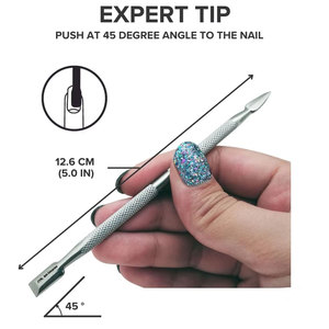 Outil de manucure en acier inoxydable, outil de manucure et de pédicure durable pour les ongles, pousse-cuticules à 2 extrémités - Product Image 6