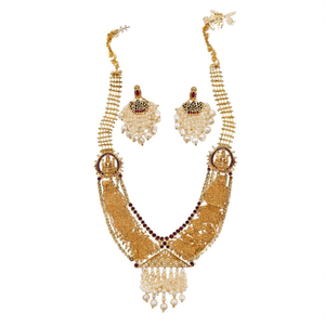 Swayamvara Gold Plated Luxury Bridal Haram with Pearl and Ruby Earrings - Product Image 2