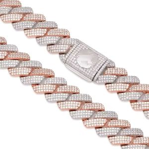 Collar de Cadena Cubana de Dos Tonos con Perlas de Agua Dulce y Moissanita de Corte Brillante, Joyería Unisex Plateada Estilo Hip Hop - Product Image 4