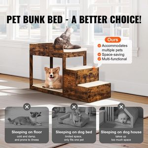 Piattaforma a 3 livelli per animali domestici, con scaletta e lettino, per finestra o letto alto, per cani e gatti, arredo per animali domestici - Product Image 2