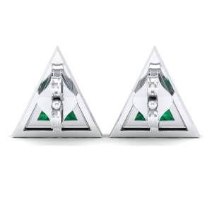 Pendientes REYES con Forma de Triángulo, Gema de Esmeralda de 1.9 Quilates, Cierre de Rosca, Oro Sólido de 14K, Joyería Delicada para Mujer, Uso Diario - Product Image 4