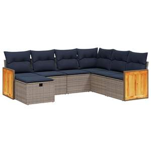 Ensemble de canapés de patio en polyrotin gris 7 pièces avec coussins, ensembles de jardin - Product Image 2