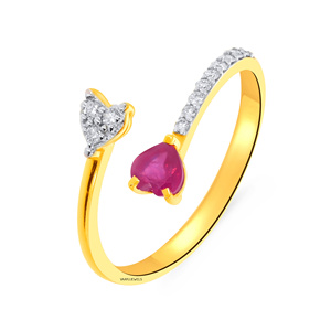 Anillo Abierto de Lujo con Diseño de Dos Turmalinas Redondas, Chapado en Oro, con Engaste de Garras, para Mujer, 10K, 14K, 18K, para Bodas y Fiestas - Product Image 3
