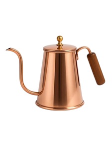 Théière vintage en cuivre avec long bec courbé, poignée longue décorative en cuivre, couvercle sécurisé, design ventre arrondi, classique, vente en gros - Product Image 3