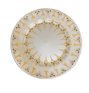 แท่นชาร์จโลหะสีเงินและสีทองดีไซน์ทรงกลมที่ไม่เหมือนใครขัดเงาอย่างดีเหมาะสำหรับเสิร์ฟอาหารและของหวาน - Product Image 1