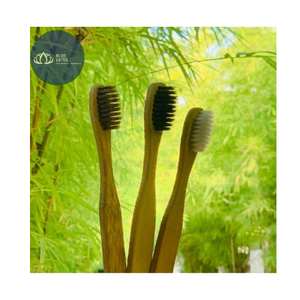 Brosse à dents en bambou Blue Lotus, poils doux au charbon de bois, manche biodégradable, taille standard, usage domestique pour adultes - Product Image 5
