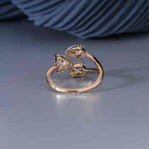 Bague de luxe en moissanite taille cœur pour femme, en argent sterling S925, bijoux de mariage et de fiançailles, plaqué or jaune avec accents ovales et poire - Product Image 6