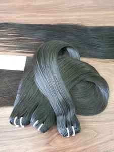 100% Remy Camboyano de alta calidad, trama de piel recta Natural, paquete crudo sin procesar, extremos súper dobles dibujados, onda alineada con cutícula - Product Image 4