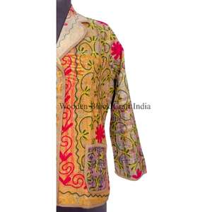 เสื้อแจ็คเก็ตผ้าฝ้ายถักคุณภาพดี ระบายอากาศได้ดี สไตล์วินเทจ คันธา  แบบยูนิเซ็กซ์  ตกแต่งกระดุมด้วยมือ  สำหรับฤดูหนาว ฤดูใบไม้ร่วง ฤดูใบไม้ผลิ แขนยาว - Product Image 6