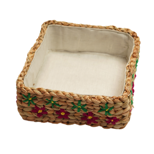 Cesta de Almacenamiento de Jacinto de Agua Tejida a Mano, Porta Cubiertos, Bandeja Bordada para Decoración del Hogar y Cocina - Product Image 1