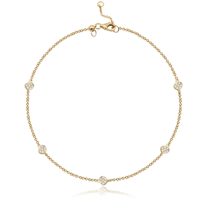 Pave Diamond <b>Disc</b> Anklet, 14K <b>Gold</b> Dainty Anklet Bracelet, Lab Diamond Anklet, Minimalist Layering Anklet, Everyday Jewelry Gift - Product Image 2