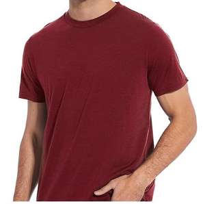T-shirts en laine mérinos pour hommes, tricotés, unis, décontractés, teints, à manches courtes, col rond, sous-vêtement de base à double couche - Product Image 1