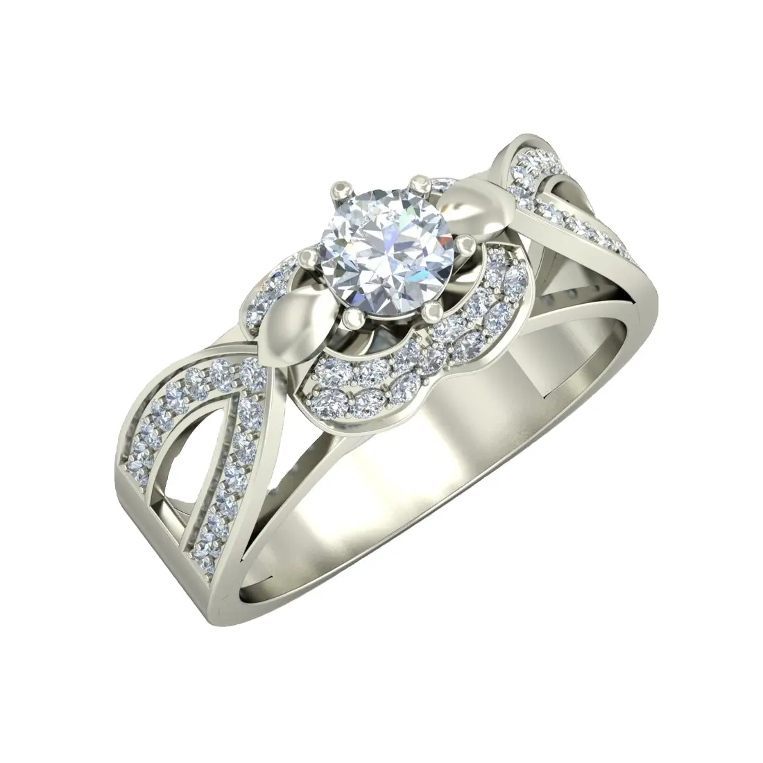 Cute Valentine Heart Custom Design 14K White Gold Solitaire Diamond conjunto em um Twisted Diamond Ring Band para mulheres aos melhores preços
