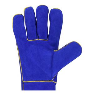 ถุงมือเชื่อมหนังวัวสีน้ำเงินแยกพร้อมซับในผ้าฝ้ายขนแกะท่อสีเหลืองสำหรับงานเชื่อมถุงมือป้องกันการกระแทก - Product Image 6