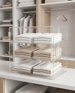 Acrylic Rectangle Injection-Molded Recyclable Folding Storage <b>Containers</b> & Bins with Multifunction Design for Clothing - Product Image 4