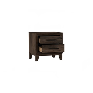 Contemporary 2 Drawer Wood Nightstand Modern Bedroom <b>End</b> <b>Table</b> <b>Storage</b> Cabinet Golden Brown Home Furniture - Product Image 2