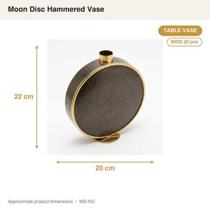 Vase de table en fer forgé fait main de 20 cm, forme de lune en laiton antique, disque martelé, élégant, pour décoration intérieure, hôtel, mariage, cadeau de table - Product Image 4