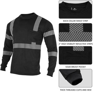 Nouveaux T-shirts de travail haute visibilité sur mesure à col rond pour hommes, manches courtes, réfléchissants, respirants, en coton - Product Image 5