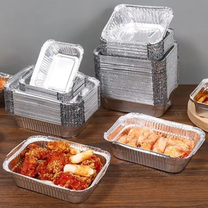 Barquettes alimentaires jetables pleine grandeur en aluminium avec couvercle en plastique/papier imprimé pour plats à emporter - Product Image 6