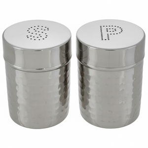 Salières et poivrières en métal martelé finition or, élégantes pour la cuisine et la table, pots à épices avec tamis en acier inoxydable de qualité alimentaire - Product Image 2