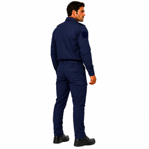 Conjunto de Uniforme de Guardia de Seguridad para Hombre, Camisa Táctica de Manga Larga de Alta Calidad, Pantalones Cargo, Azul Marino Sólido, Ropa de Trabajo Profesional - Product Image 4